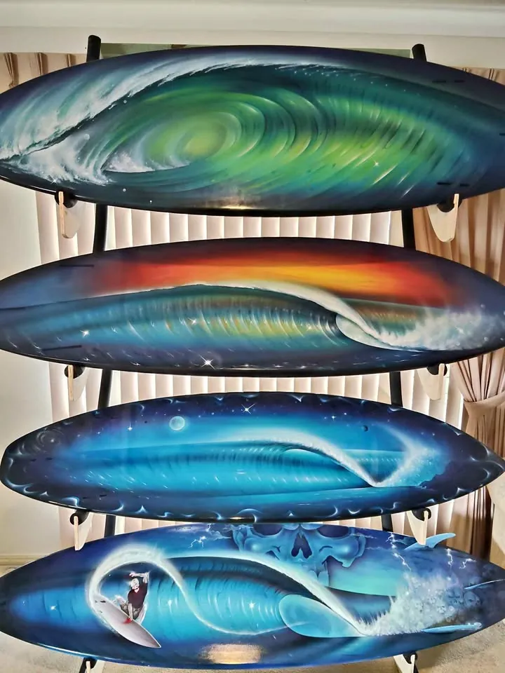 Garage sale in Burleigh Waters QLD: household items, women's shoes and surfboards