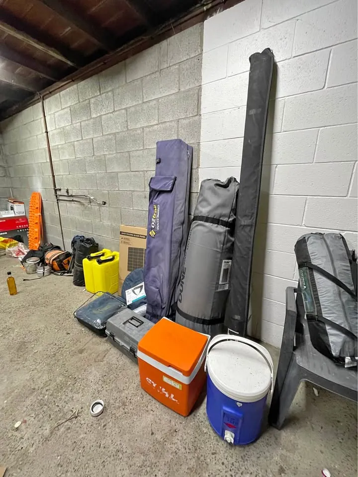 Garage sale in Woolloongabba QLD: camping gear, furniture and TV
