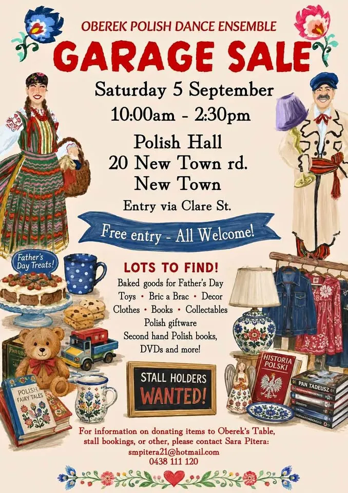 Indoor garage sale at Polish Hall in New Town TAS with new and pre-loved items