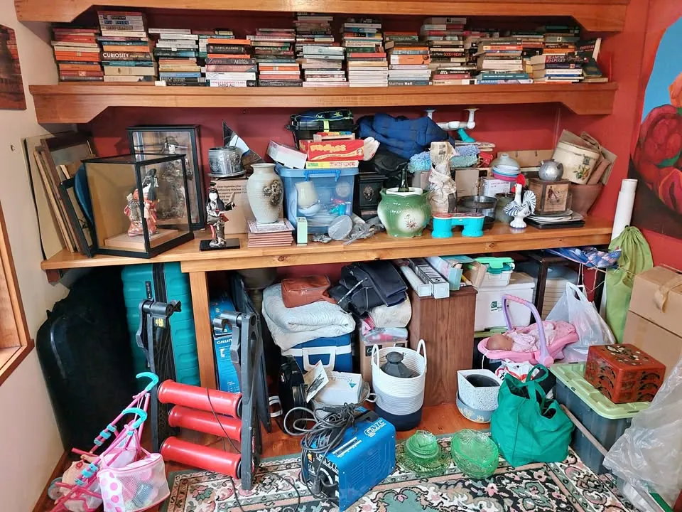 Garage sale in Boronia VIC: china, glassware, tools and small furniture