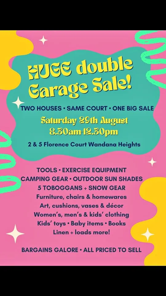 Garage sale in Ocean Grove VIC with assorted household items