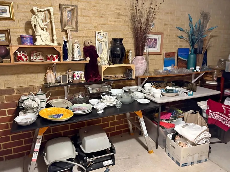 Garage sale in Dianella WA: collectables, kitchenware, rugs and furniture