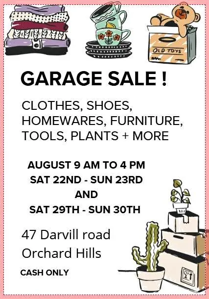 Garage sale in Sydney NSW held over two weekends