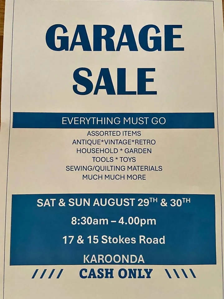 Garage sale in Karoonda SA: antique items, tools and vintage collectables