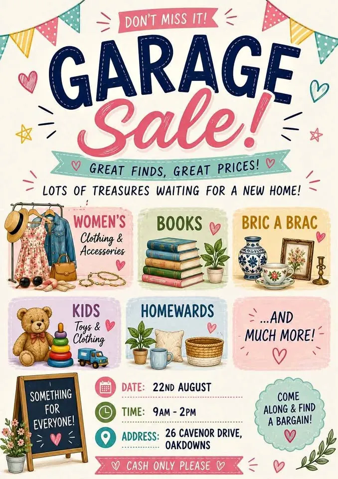Garage sale in Ouse TAS with bags of clothes for ladies and boys